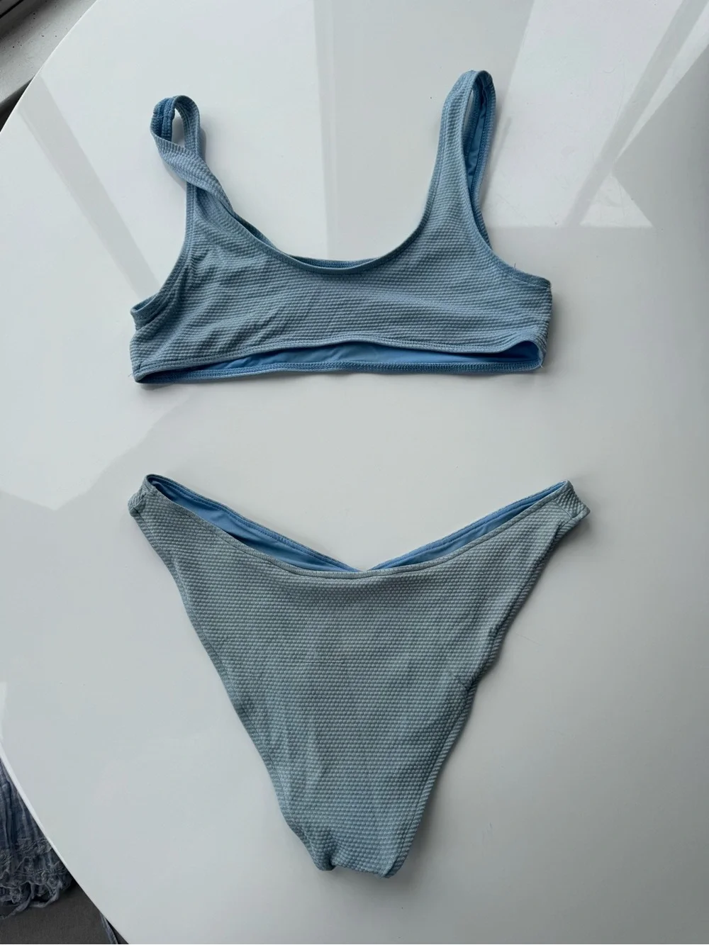 Frankie’s Bikinis Light Blue Ribbed Bikini Set - Two Piece Swimsuit